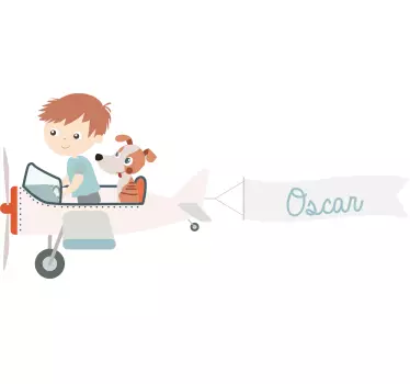 Naljepnice Ilustracije dječak i pas u avionu - TenStickers