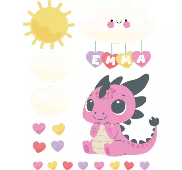 Naljepnice Ilustracije zmaj i oblaci - TenStickers