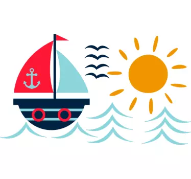 Brod crtanje nautičkog naljepnice - TenStickers