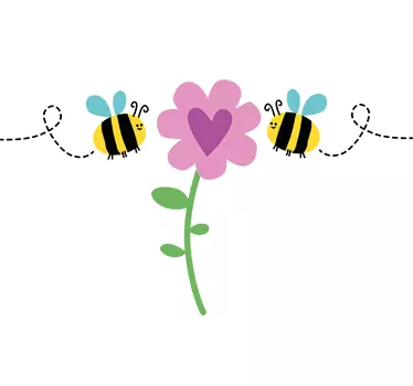 Cvijet s pčelinjom zidnom naljepnicom - TenStickers