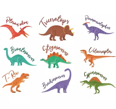 Dinosauri s nazivima naljepnica za zid zidova - TenStickers
