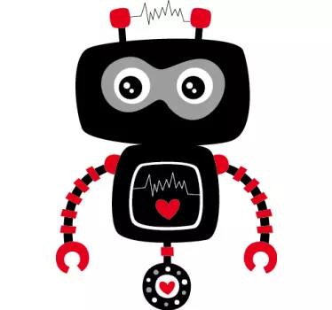 Djeca crni i crveni robot decal - TenStickers