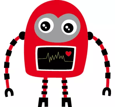 Djeca crveni i crni robot decal - TenStickers