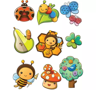 Djeca insekti i cvijeće zidne naljepnice - TenStickers