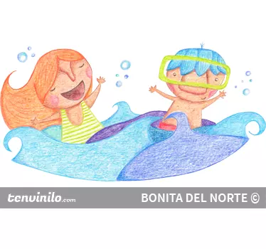 Djeca koja se igraju u naljepnici s vodom - TenStickers