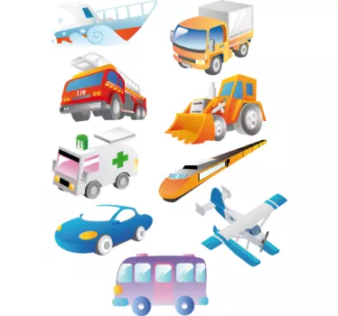 Dječja kolekcija vozila naljepnica za zid - TenStickers
