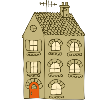 Naljepnica ilustracije ravne zgrade - TenStickers