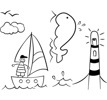 Naljepnica na zidu naljepnica za djecu na plaži - TenStickers