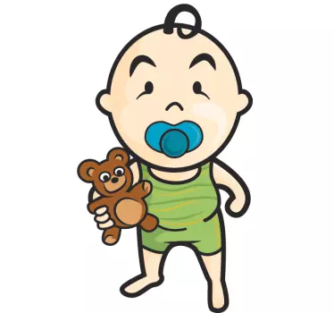 Naljepnica na zidu u boji djeteta i medo - TenStickers