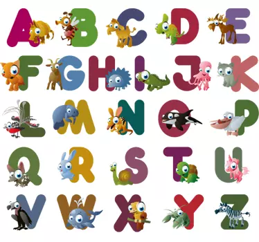 Naljepnica s abecedom sa životinjama za djecu - TenStickers