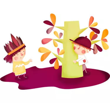 Naljepnica s kaubojima i indijanskim djecom - TenStickers