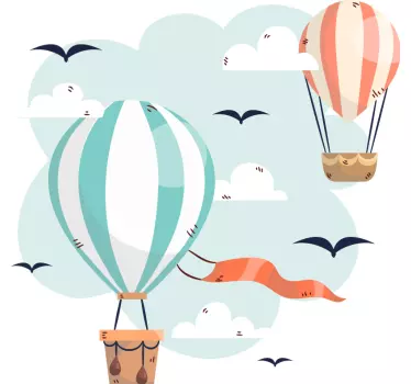 Naljepnica s zidovima na zračnim balonima i oblacima - TenStickers
