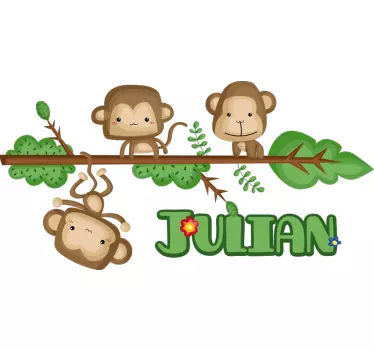 Naljepnica za djecu razigrana obitelj majmuna - TenStickers