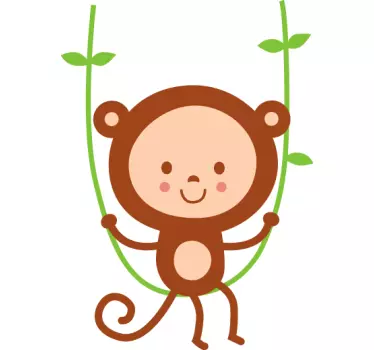 Naljepnica za djecu vesela majmunica na ljuljački - TenStickers