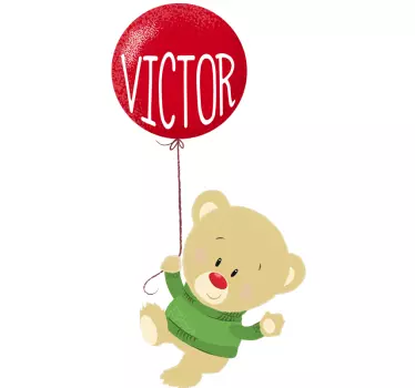 Naljepnica za djecu veseli balon s medvjedom - TenStickers