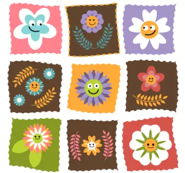 Naljepnica za djecu veseli uzorci cvijeća - TenStickers