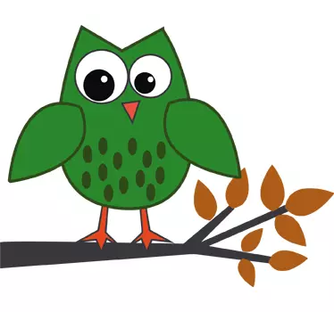 Naljepnica zelena sova za djecu - TenStickers
