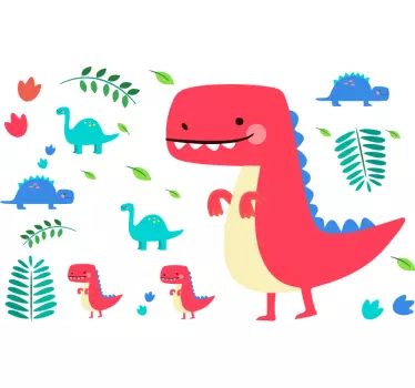 Naljepnica zid od crvenih dinosaura - TenStickers