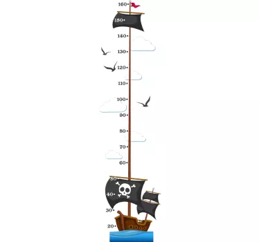 Naljepnica zidova piratskog broda grafikona visine - TenStickers
