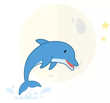 Naljepnica zidova za dupine i mjeseca - TenStickers