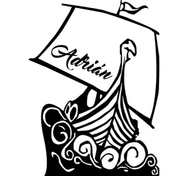 Prilagodljiv vikinški brod ilustracija zidne umjetnosti - TenStickers