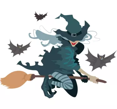 Vještica koja leti zid halloween zid - TenStickers