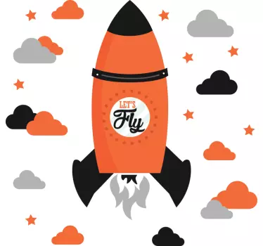 Zidna naljepnica dječja raketa letimo - TenStickers