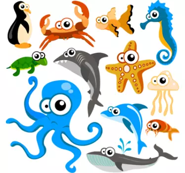 Znatiželjna morska bića dječja naljepnice - TenStickers
