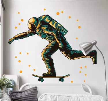 Naljepnica svemira s astronautom na skateboardu - TenStickers
