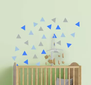 Pakiranje od 30 malih naljepnica za bebe sive i plave trokute - TenStickers