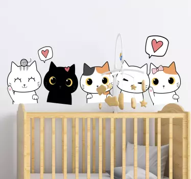 Zidna naljepnica iz anime mačaka iz crtića - TenStickers