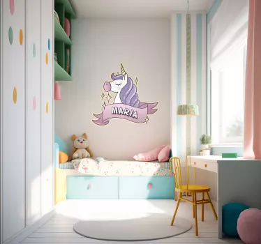 Personalizirane djece naljepljuju naljepnicu zidova jednorog - TenStickers