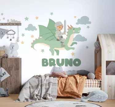 Naljepnice Ilustracije mali vitez na zmaju - TenStickers