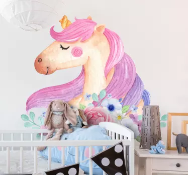 Akvarel unicorn bajka zid decal - TenStickers