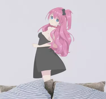 Anime djevojka u elegantnoj crnoj haljini zidna naljepnica iz crt - TenStickers