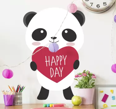 Anime panda za sretan dan ilustracija zidna umjetnost - TenStickers