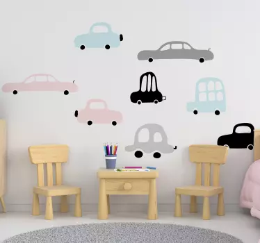 Automobili postavljaju ilustraciju zidne umjetnosti - TenStickers