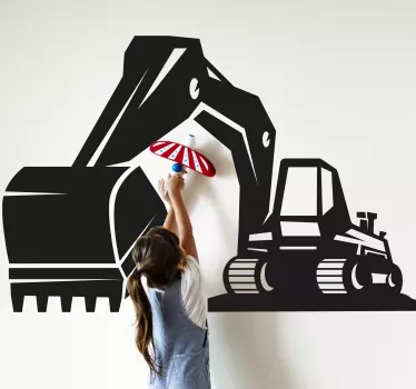 Bager velika crna dječja zidna naljepnica za spavaću sobu - TenStickers