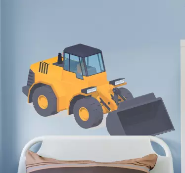 Bager žuto-crni buldožer na lijevoj naljepnici igračaka - TenStickers