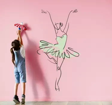 Balerina u pozi crte umjetnost ilustracija zidna umjetnost - TenStickers