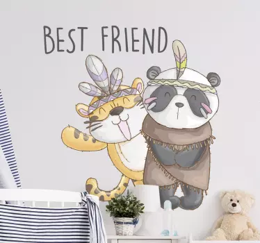Crtani panda i tigrast prikaz zidne umjetnosti - TenStickers