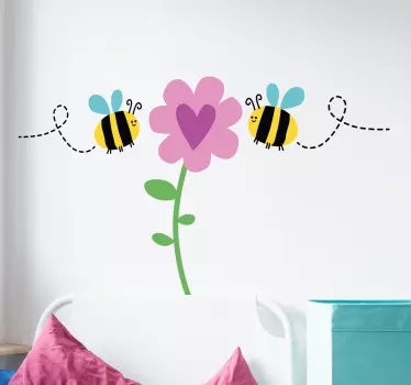 Cvijet s pčelinjom zidnom naljepnicom - TenStickers