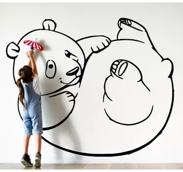 Debela smiješna panda ilustracija zidna umjetnost - TenStickers