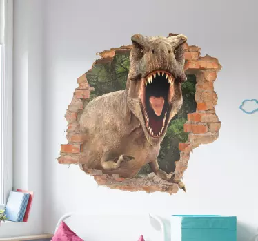 Dinosaur trompe l'oeil naljepnica zida - TenStickers