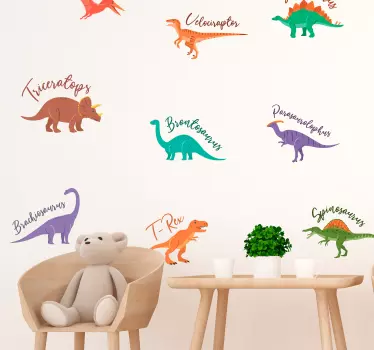 Dinosauri s nazivima naljepnica za zid zidova - TenStickers