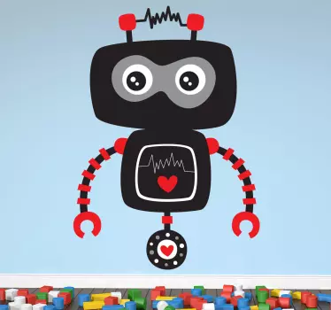 Djeca crni i crveni robot decal - TenStickers