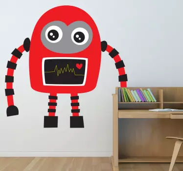 Djeca crveni i crni robot decal - TenStickers