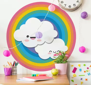Djeca-duga i oblaci ilustracija naljepnica - TenStickers