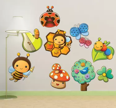 Djeca insekti i cvijeće zidne naljepnice - TenStickers