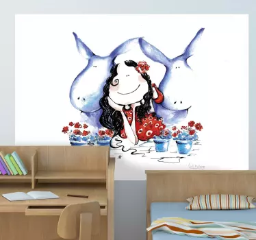 Djeca magarac dama zidni mural - TenStickers
